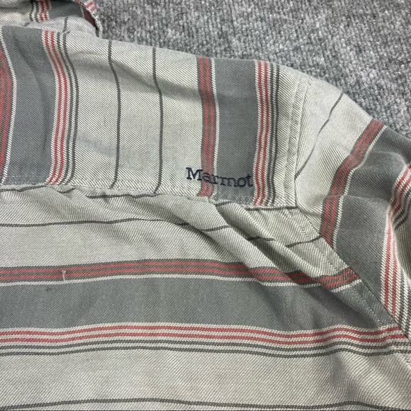 MARMOT Men's Fairfax Heathered Midweight Flannel in Sandbar Large worn fraying - Picture 11 of 15